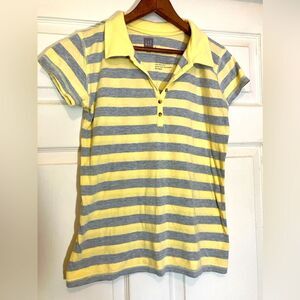 Gap polo style shirt, short sleeve, gray/yellow stripe, excellent condition, L